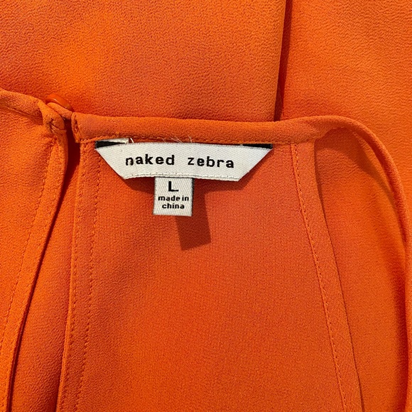 Naked Zebra Orange Sleeveless High-Neck Fringe Camisole/Blouse Size L - Picture 4 of 4